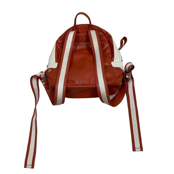Charles & Keith Women\'s Back Pack Retro Look Vinyl Orange Beige Adjustable main image 7